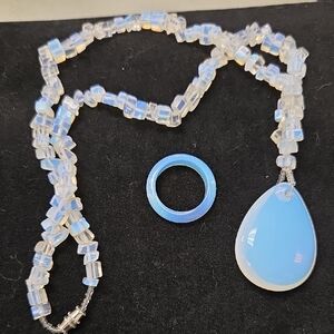 Opalite Necklace with Pendant and Ring